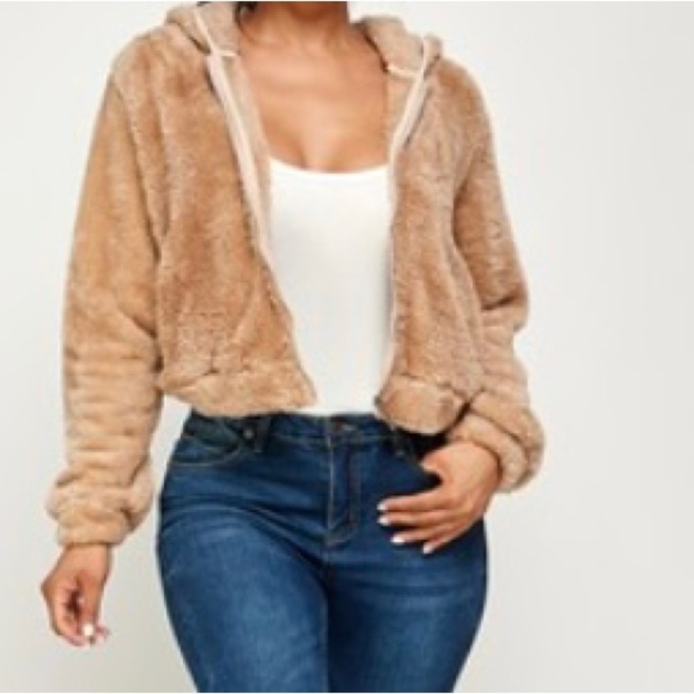 Faux fur with hood